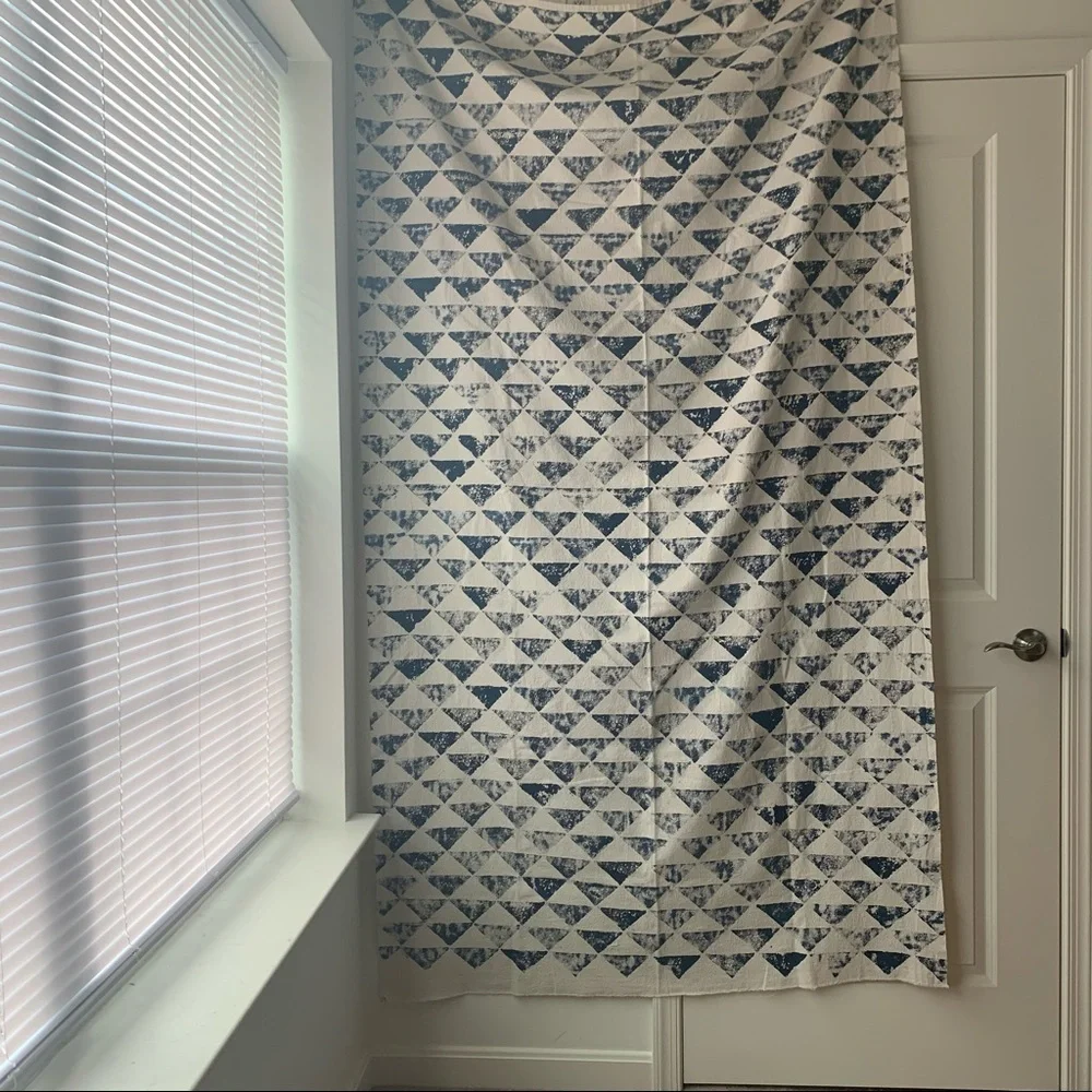 Handmade Blue Triangle Print Tapestry